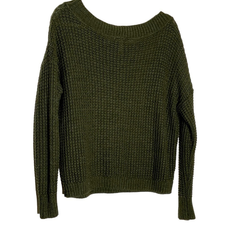 Leith dark green sweater with wide neckline. Size S - Picture 4 of 7
